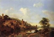HEYDEN, Jan van der A Fortified Castle on a Riverbank oil painting